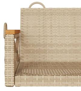 Ławka bujana, beżowa, 109x62x40 cm, polirattan