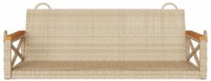 Ławka bujana, beżowa, 109x62x40 cm, polirattan