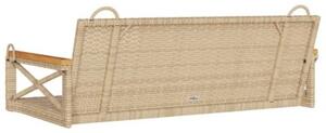 Ławka bujana, beżowa, 109x62x40 cm, polirattan