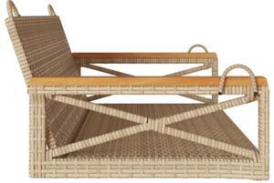 Ławka bujana, beżowa, 109x62x40 cm, polirattan