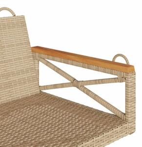 Ławka bujana, beżowa, 109x62x40 cm, polirattan