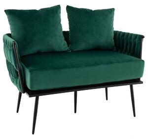 Nowoczesna sofa 2-osobowa Loveseat z poduszkami zielona