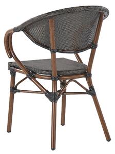 Zestaw ogrodowy aluminium 80 cm stół i 4 krzesła ciemne drewno z szarym Caspri Beliani