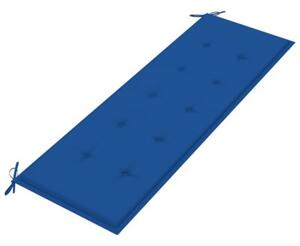 Ławka batavia z niebieska poduszką, 150 cm, lite drewno tekowe