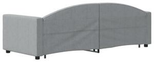 Sofa rozsuwana z szufladami, jasnoszara, 80x200 cm, tkanina