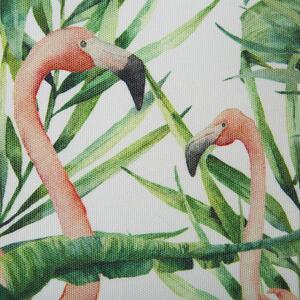 Zestaw 2 leżaków ogrodowych ciemne drewno akacjowe / wzór we flamingi Anzio Beliani