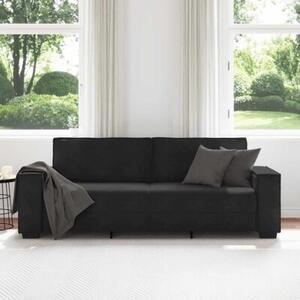 Sofa 3-osobowa, czarny, 220x78x84 cm, tapicerowana aksamitem