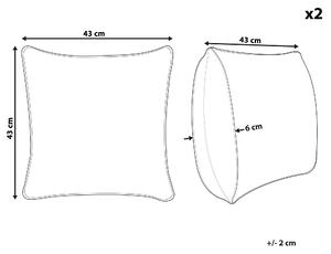 Zestaw 2 poduszek dekoracyjnych w paski guziki 43 x 43 cm beżowo-czarny Cynara Beliani