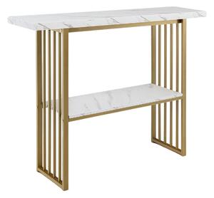 Konsola z blatem imitującym marmur 120cm złota