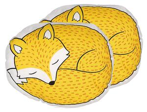 Zestaw 2 poduszek dla dzieci śpiący lisek maskotka żółty Dhanbad Beliani