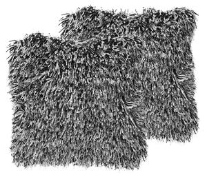 Zestaw 2 poduszek dekoracyjnych poszewki z wypełnieniem 45x45 cm czarno białe Cide Beliani