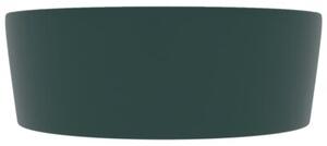 Umywalka z przelewem, matowa ciemna zieleń, 36x13 cm, ceramika