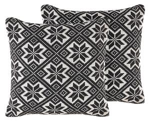 Zestaw 2 poduszek dekoracyjnych zdejmowana poszewka 45x45 cm czarno-biały Beskoz Beliani