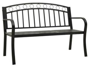 Ławka ogrodowa ze stolikiem, czarna, 120 cm, stalowa