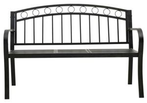 Ławka ogrodowa ze stolikiem, czarna, 120 cm, stalowa