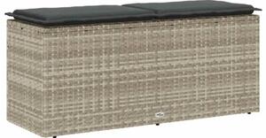 Ławka ogrodowa z poduszką jasnoszara 110x40x44 cm polirattan