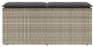 Ławka ogrodowa z poduszką jasnoszara 110x40x44 cm polirattan