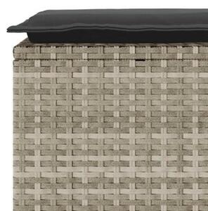 Ławka ogrodowa z poduszką jasnoszara 110x40x44 cm polirattan