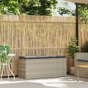 Ławka ogrodowa z poduszką jasnoszara 110x40x44 cm polirattan