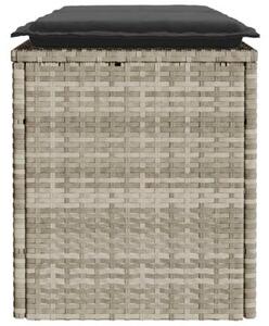 Ławka ogrodowa z poduszką jasnoszara 110x40x44 cm polirattan