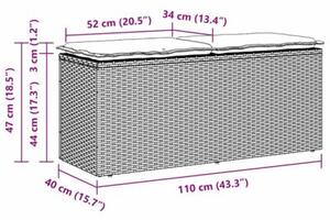 Ławka ogrodowa z poduszką jasnoszara 110x40x44 cm polirattan