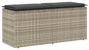 Ławka ogrodowa z poduszką jasnoszara 110x40x44 cm polirattan