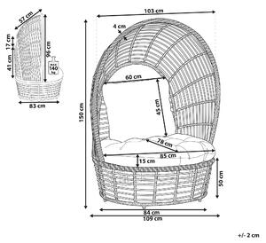 Fotel kokon beżowy boho rattanowy poduszka siedziskowa zabudowane oparcie Lido Beliani