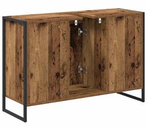 Industrialna szafka łazienkowa z materiału drewnopochodnego w kolorze starego drewna, 90 x 30 x 60 cm