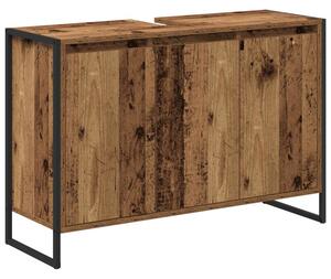 Industrialna szafka łazienkowa z materiału drewnopochodnego w kolorze starego drewna, 90 x 30 x 60 cm