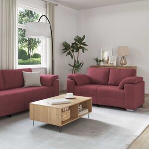 Sofa 3 szt. czerwony wiatr tkanina lniana