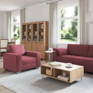 Sofa 3 szt. czerwony wiatr tkanina lniana
