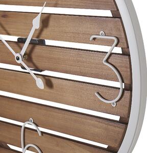 Zegar ścienny okrągły ciemne drewno ø 50 cm biała metalowa rama Arriaga Beliani