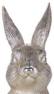 Figurka dekoracyjna srebrna świąteczna królik wielkanocny z żywicy 35 cm Hoffen Beliani