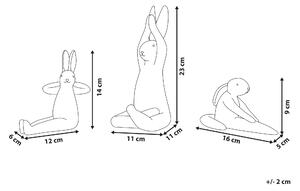 Zestaw 3 wielkanocnych figurek dekoracyjnych ręcznie wykonany joga królik Brest Beliani