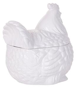 Wielkanocny pojemnik kura ceramiczny biały słoik ręcznie wykonany świąteczny Binic Beliani