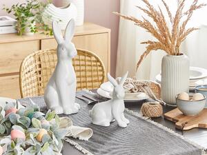 Dekoracja ozdoba mieszkania Wielkanocny królik ceramiczny mały biały Moriuex Beliani