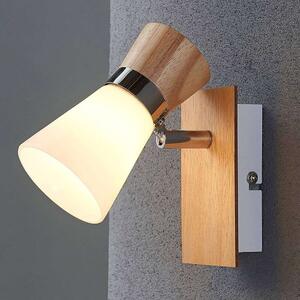 Lindby - Vivica Lampa Ścienna White/Light Wood/Chrome