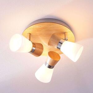 Lindby - Vivica 3 Lampa Sufitowa Round White/Light Wood/Chrome Lindby