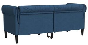Sofa chesterfield, dwuosobowa, niebieska, obita tkaninÄ