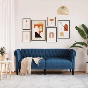 Sofa chesterfield, dwuosobowa, niebieska, obita tkaninÄ
