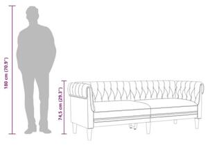 Sofa chesterfield, trzyosobowa, brÄ zowa, obita tkaninÄ
