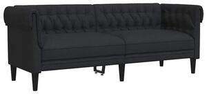 Sofa chesterfield, trzyosobowa, czarna, obita tkaninÄ