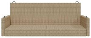 Ławka bujana, beżowa, 119x56x48 cm, polirattan