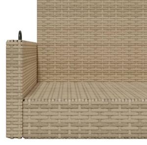 Ławka bujana, beżowa, 119x56x48 cm, polirattan