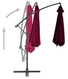 Parasol wiszący na aluminiowym słupku, bordowy, 300 cm