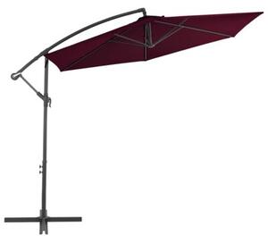 Parasol wiszący na aluminiowym słupku, bordowy, 300 cm