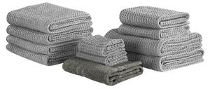 Komplet 11 ręczników łazienkowych dla gości bawełna zero twist szary Atai Beliani