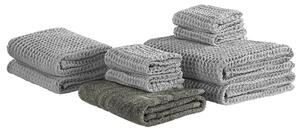 Komplet 9 ręczników łazienkowych dla gości bawełna zero twist szary Areora Beliani