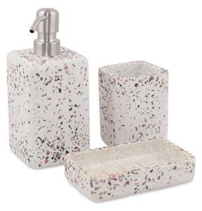 Biały zestaw akcesoriów łazienkowych z żywicy polimerowej Mozaik – Mioli Decor