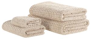 Komplet 4 ręczników łazienkowych dla gości bawełna low twist beżowy Atai Beliani